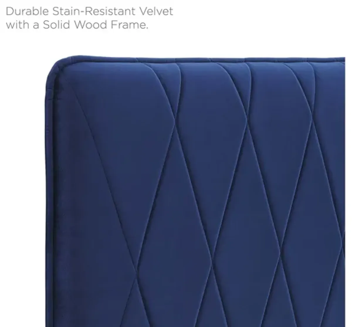 Leila Performance Velvet King/California King Headboard in Navy