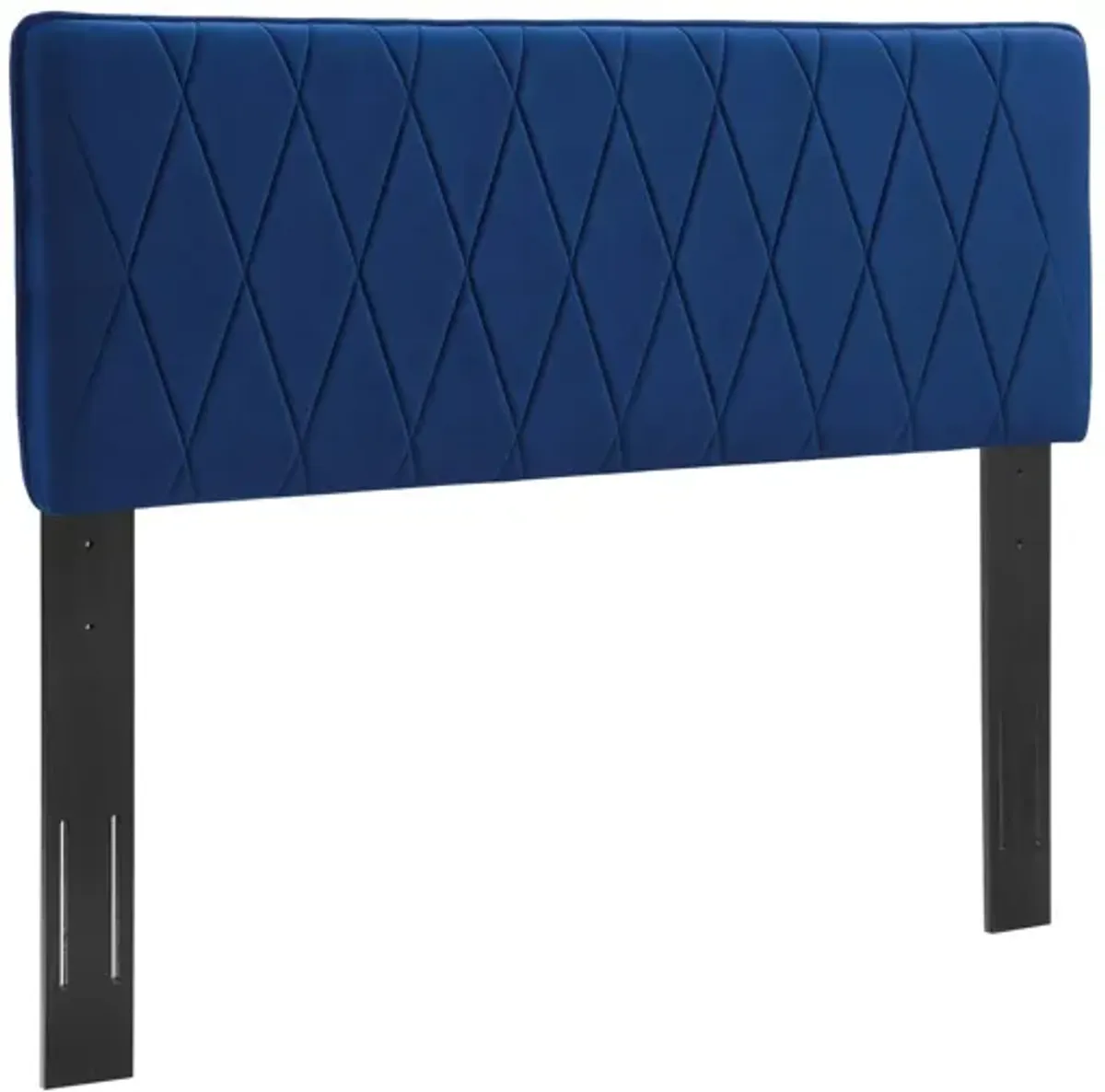 Leila Performance Velvet King/California King Headboard in Navy