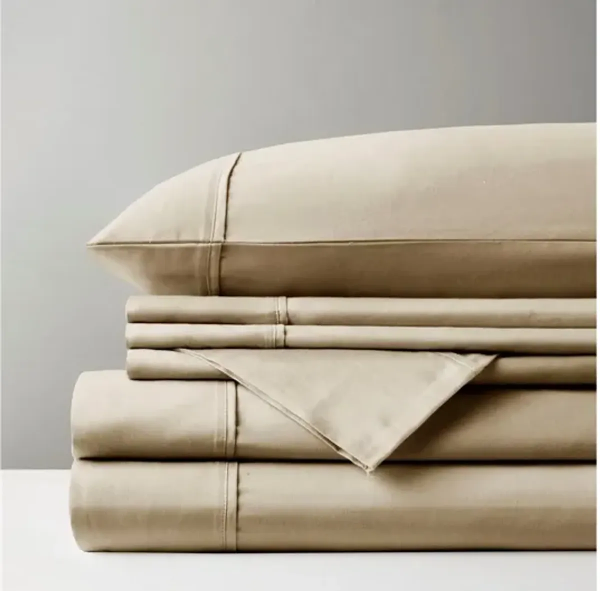 800 Thread Count Cotton Rich Sateen Queen Sheet Set in Khaki