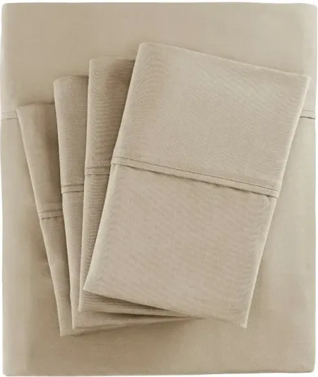 800 Thread Count Cotton Rich Sateen Queen Sheet Set in Khaki