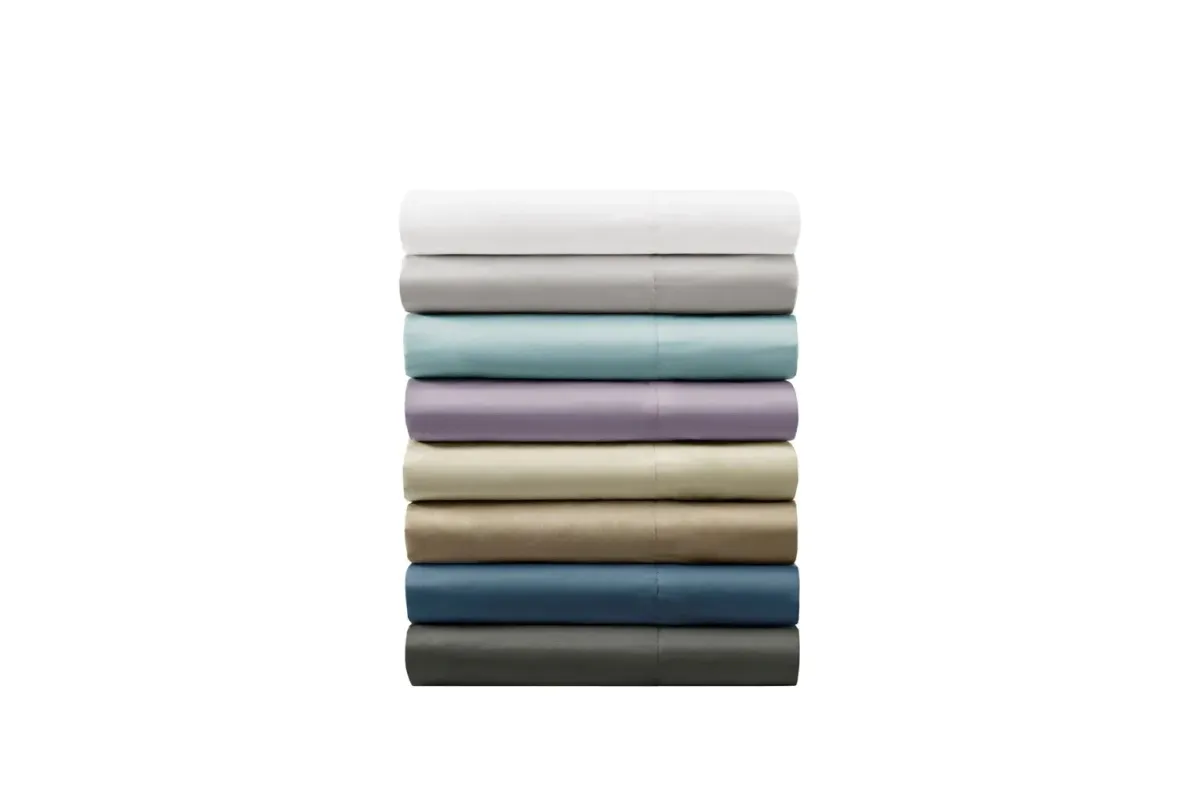 800 Thread Count Cotton Rich Sateen King Sheet Set in Grey