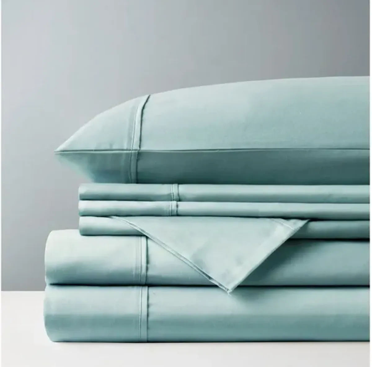 800 Thread Count Cotton Rich Sateen King Sheet Set in Aqua