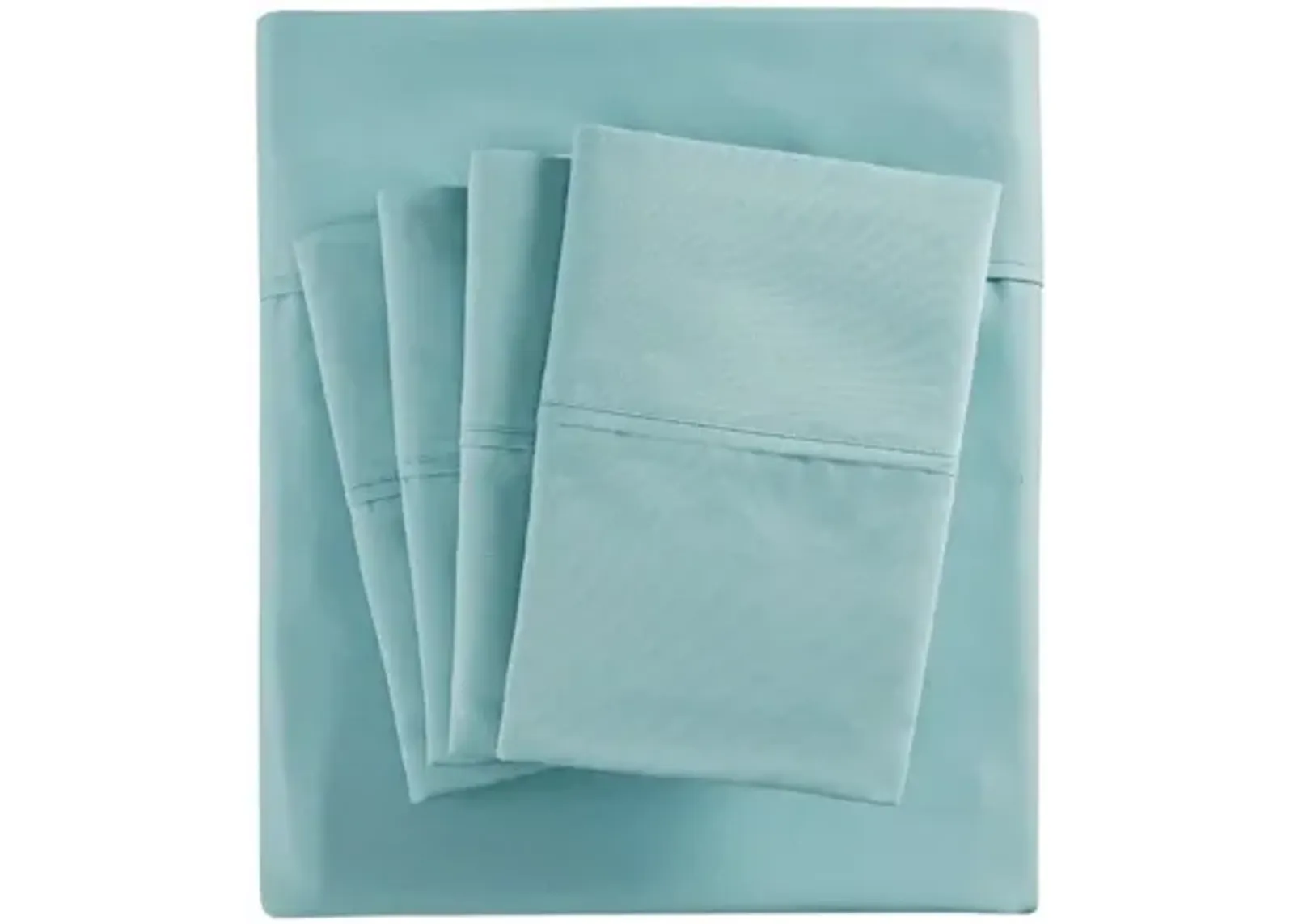 800 Thread Count Cotton Rich Sateen King Sheet Set in Aqua