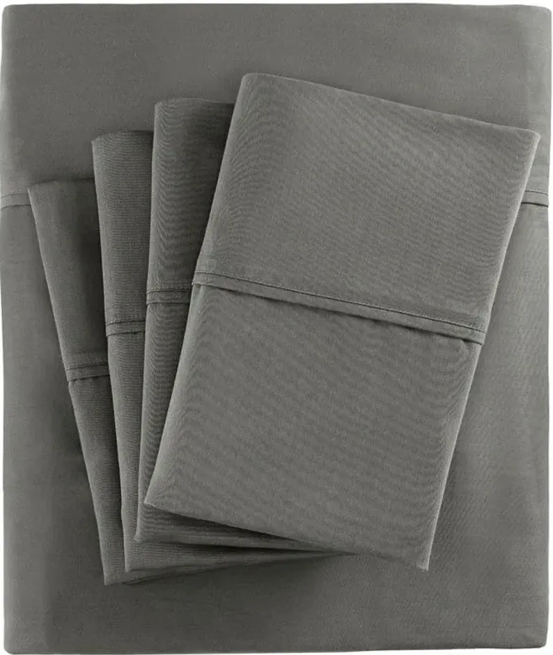 800 Thread Count Cotton Rich Sateen King Sheet Set in Charcoal