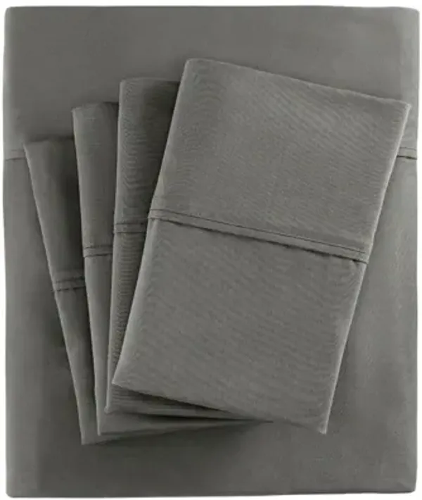 800 Thread Count Cotton Rich Sateen King Sheet Set in Charcoal