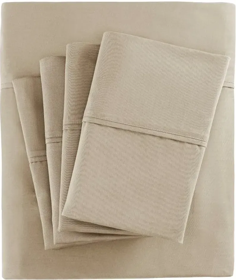 800 Thread Count Cotton Rich Sateen King Sheet Set in Khaki