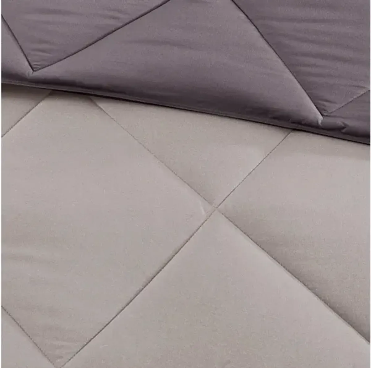 Larkspur 3M Scotchgard Diamond Quilting Reversible Down Alternative Full/Queen Comforter Set in Charcoal/Grey