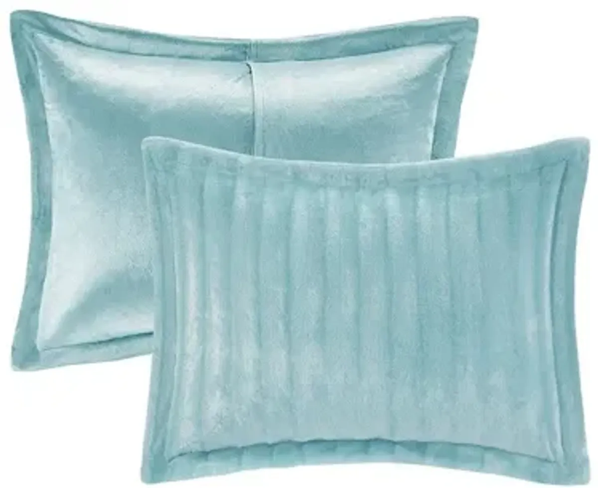 Duke Faux Fur Full/Queen Comforter Mini Set in Aqua