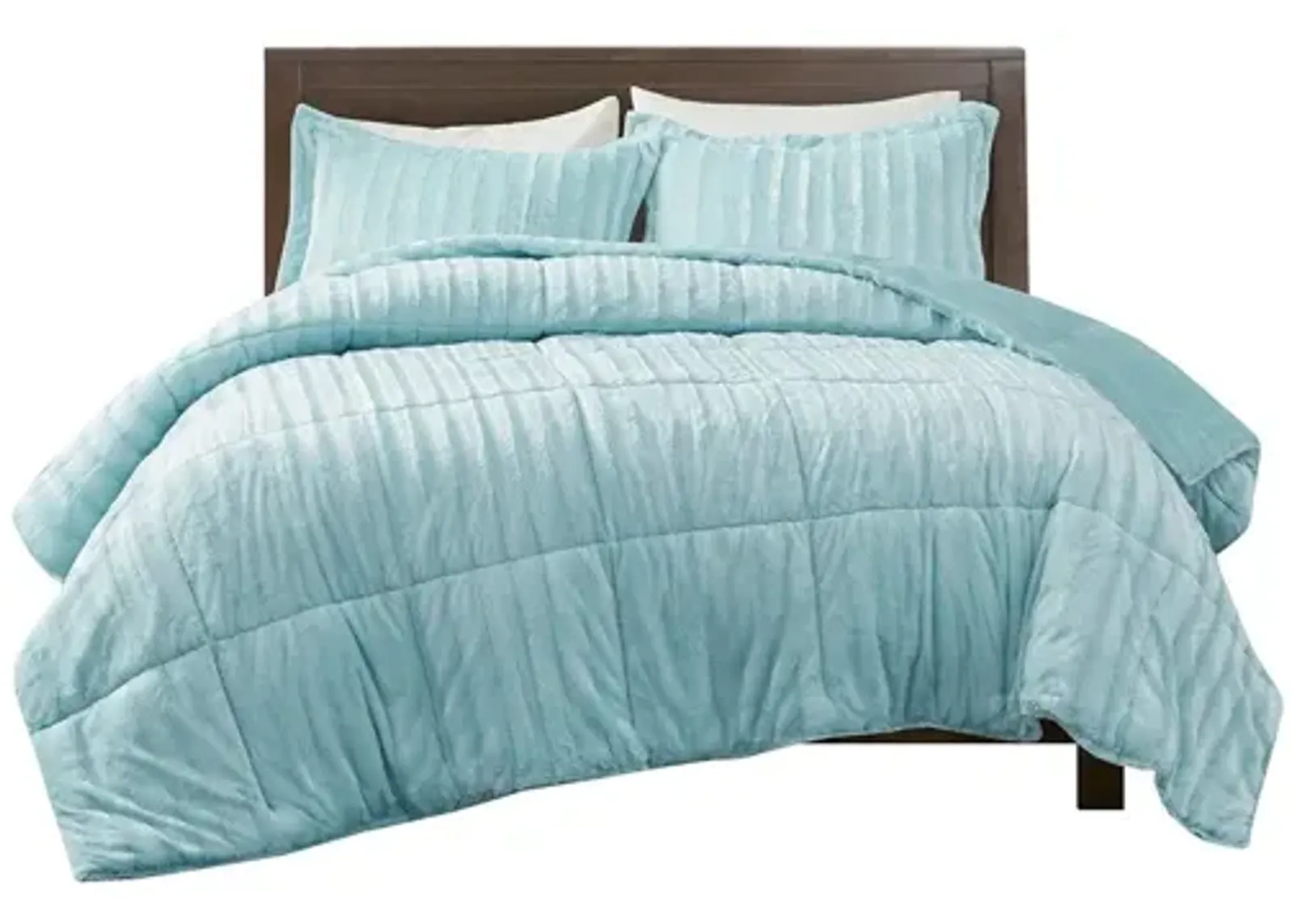 Duke Faux Fur Full/Queen Comforter Mini Set in Aqua