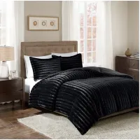 Duke Faux Fur Full/Queen Comforter Mini Set in Black
