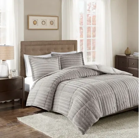 Duke Faux Fur Full/Queen Comforter Mini Set in Grey