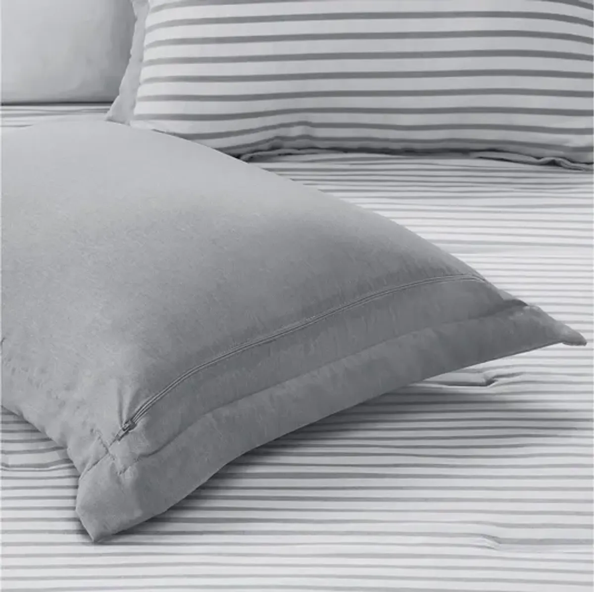 Hayden Reversible Yarn Dyed Stripe Down Alternative Twin Comforter Set in Grey