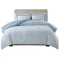 Hayden Reversible Yarn Dyed Stripe Down Alternative Full/Queen Comforter Set in Blue