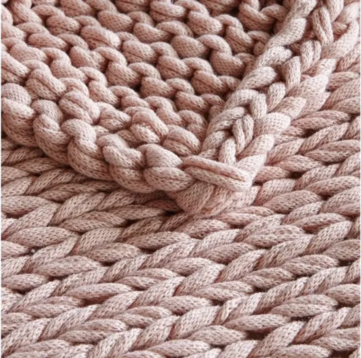 Handmade Chunky Double Knit Throw in Blush