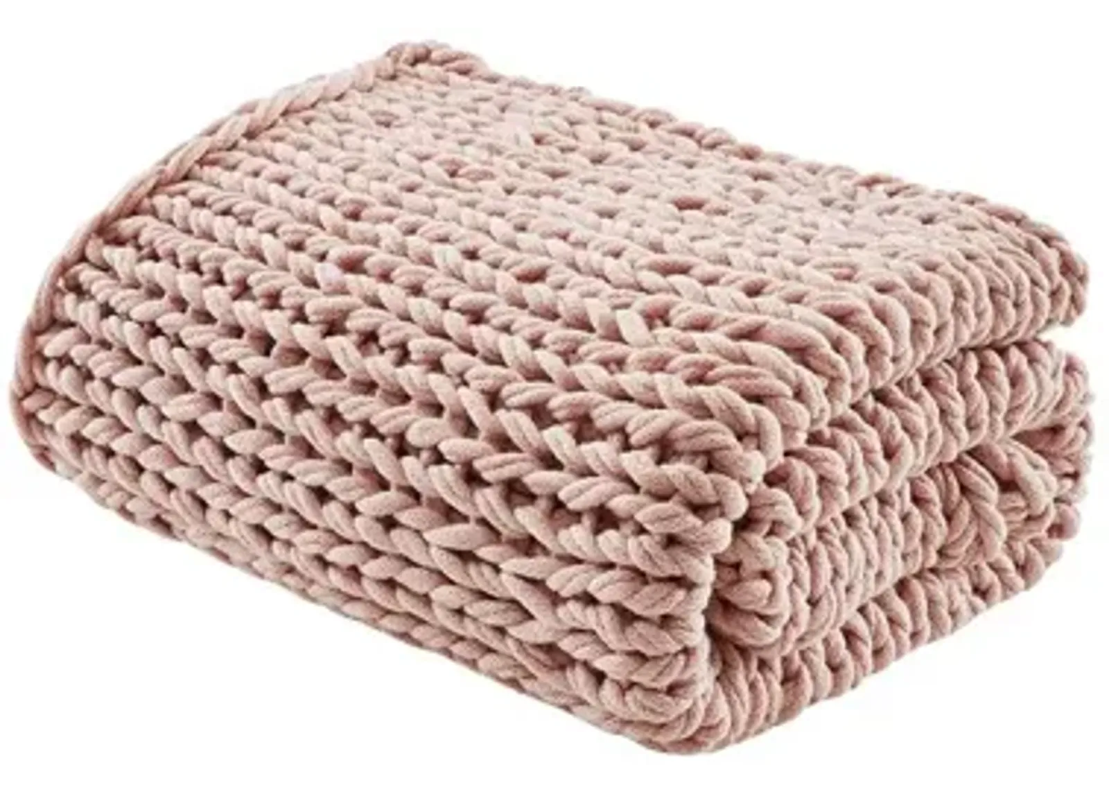 Handmade Chunky Double Knit Throw in Blush