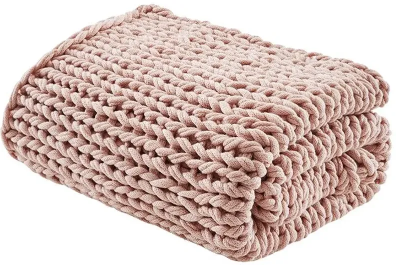 Handmade Chunky Double Knit Throw in Blush