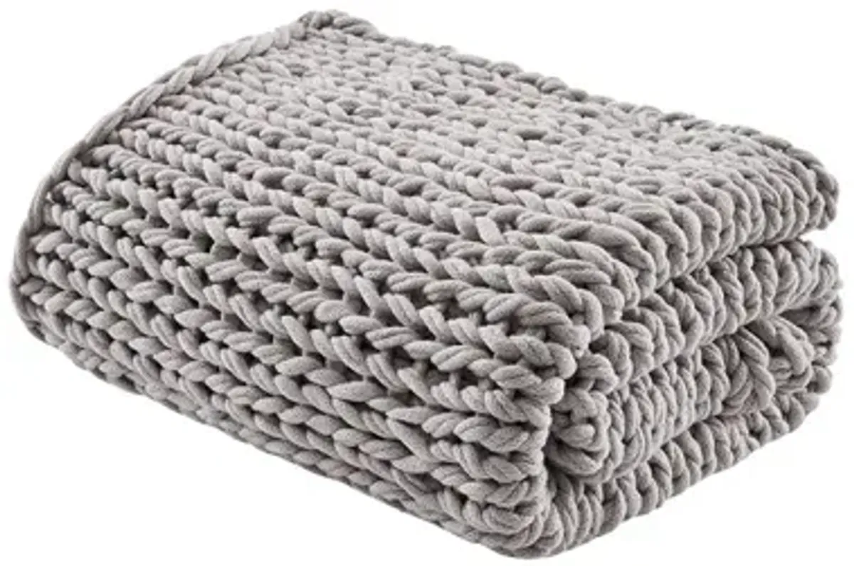 Handmade Chunky Double Knit Throw in Grey