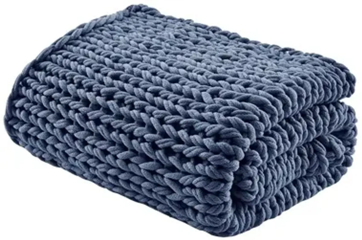 Handmade Chunky Double Knit Throw in Indigo