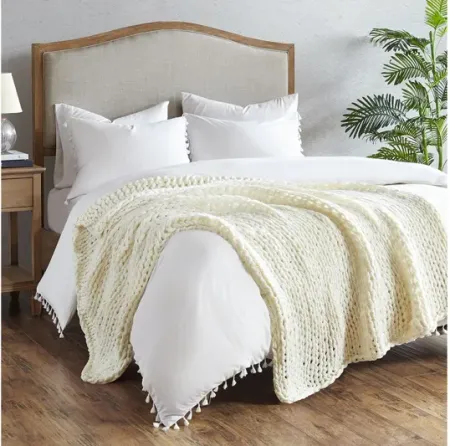 Handmade Chunky Double Knit Throw in Ivory