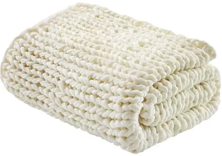 Handmade Chunky Double Knit Throw in Ivory