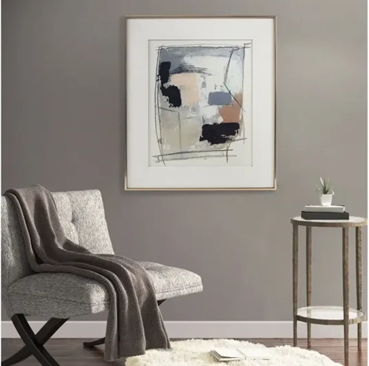 Abstract Reveal Double Matted Framed Glass Wall Art