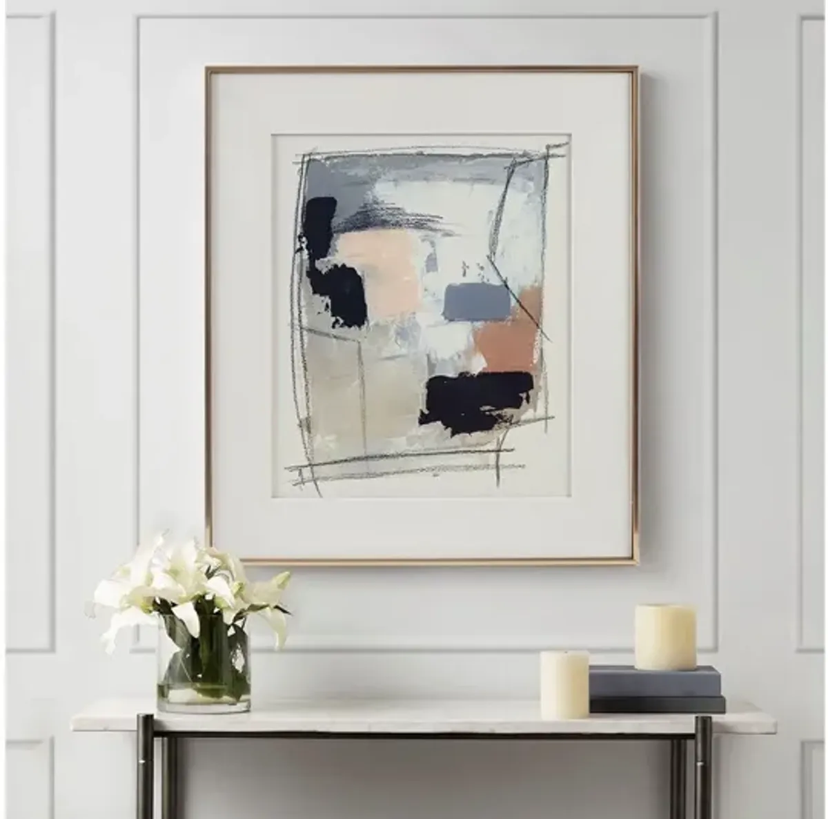 Abstract Reveal Double Matted Framed Glass Wall Art