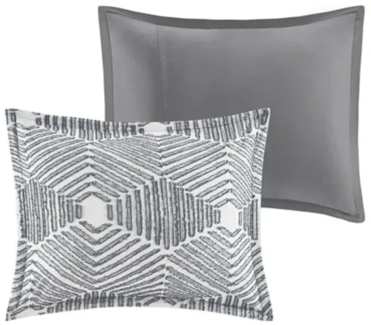 Ellipse Cotton Jacquard Full/Queen Duvet Cover Set in Grey