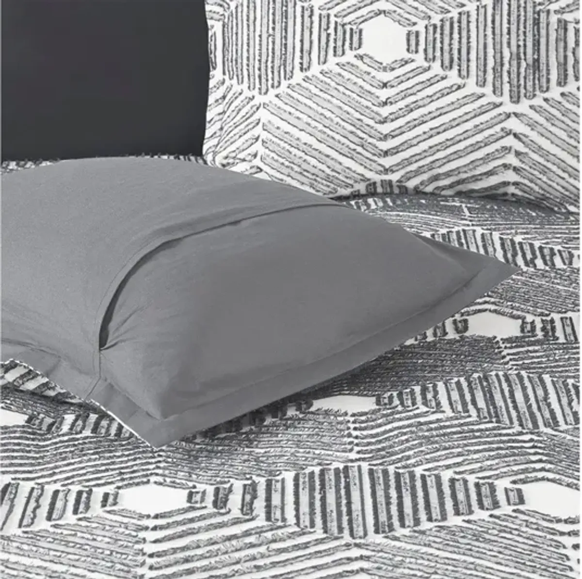 Ellipse Cotton Jacquard Full/Queen Duvet Cover Set in Grey