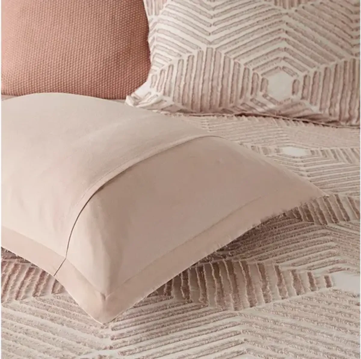 Ellipse Cotton Jacquard Full/Queen Duvet Cover Set in Blush