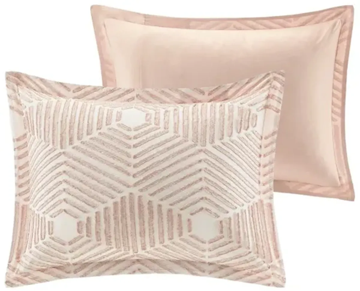 Ellipse Cotton Jacquard Full/Queen Duvet Cover Set in Blush