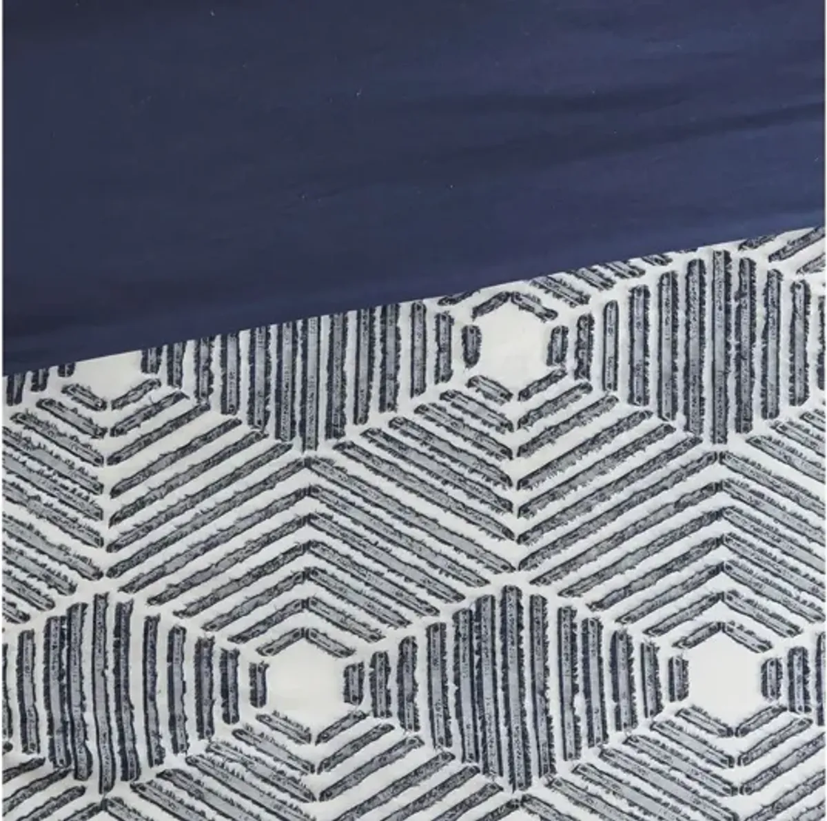 Ellipse Cotton Jacquard Full/Queen Duvet Cover Set in Navy