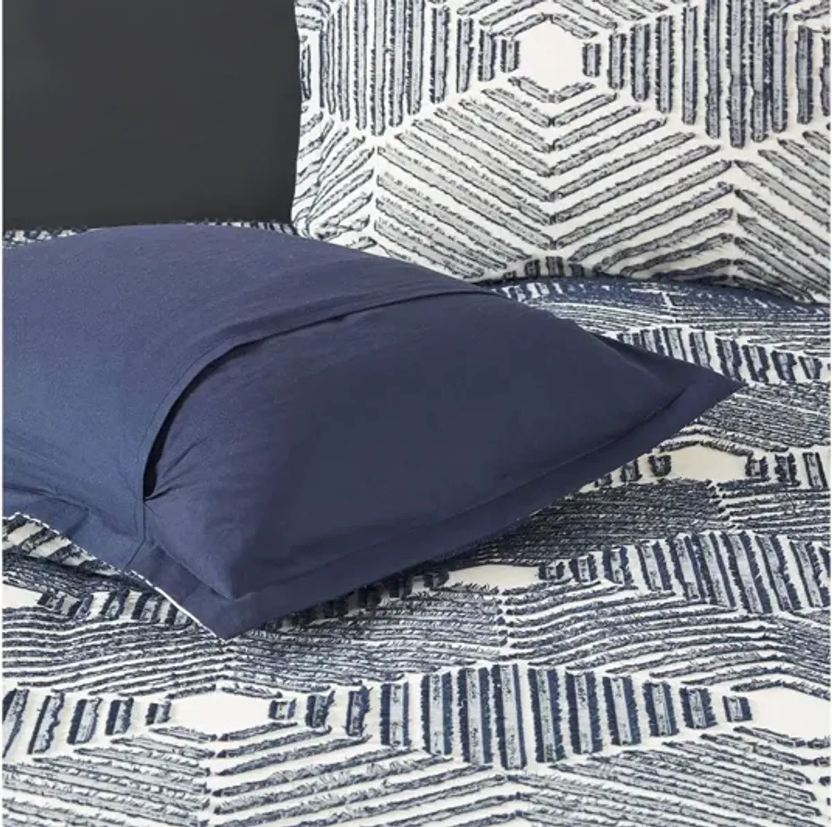 Ellipse Cotton Jacquard Full/Queen Duvet Cover Set in Navy