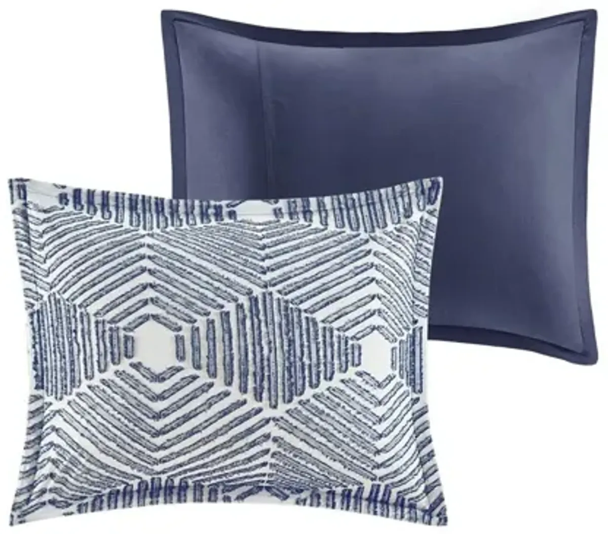 Ellipse Cotton Jacquard Full/Queen Duvet Cover Set in Navy