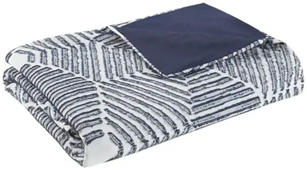 Ellipse Cotton Jacquard Full/Queen Duvet Cover Set in Navy