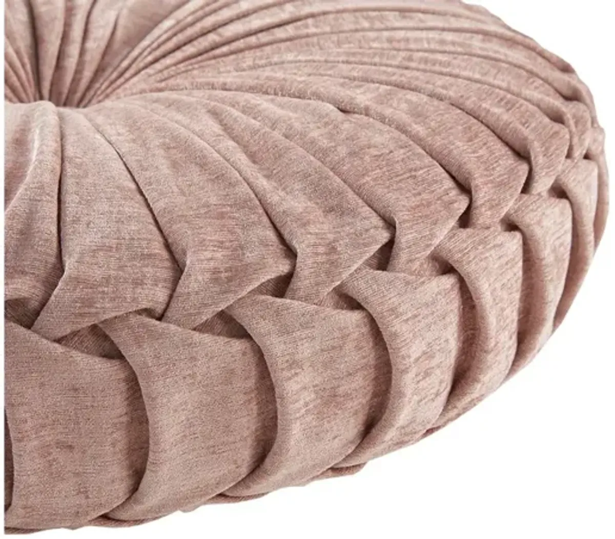 Loretta Poly Chenille Round Floor Pillow Cushion in Blush