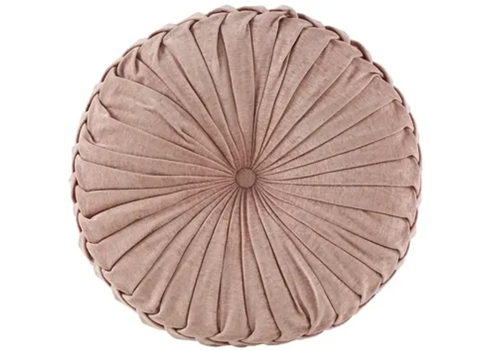 Loretta Poly Chenille Round Floor Pillow Cushion in Blush