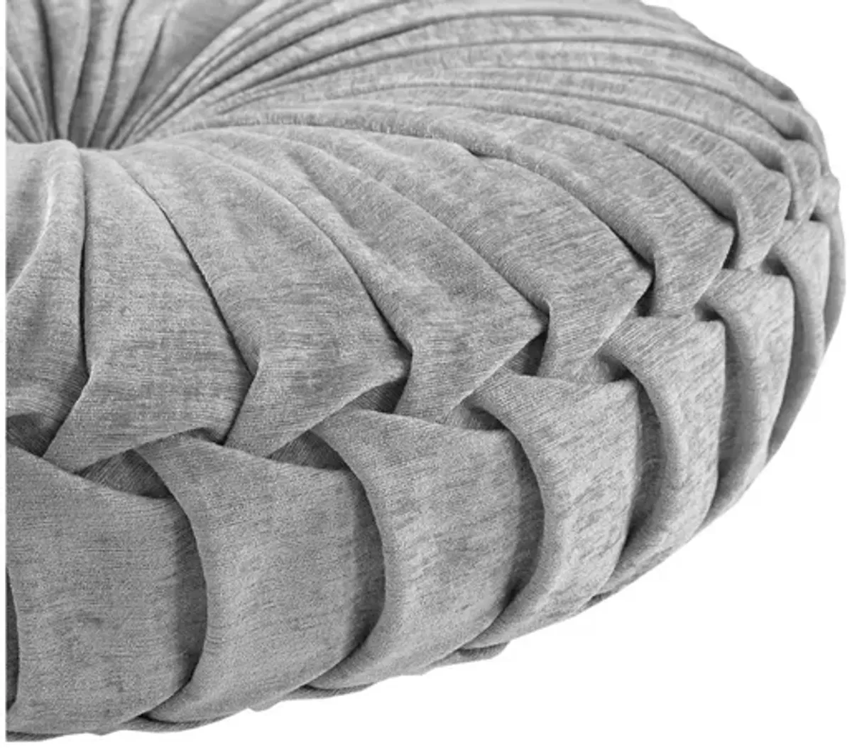 Loretta Poly Chenille Round Floor Pillow Cushion in Grey