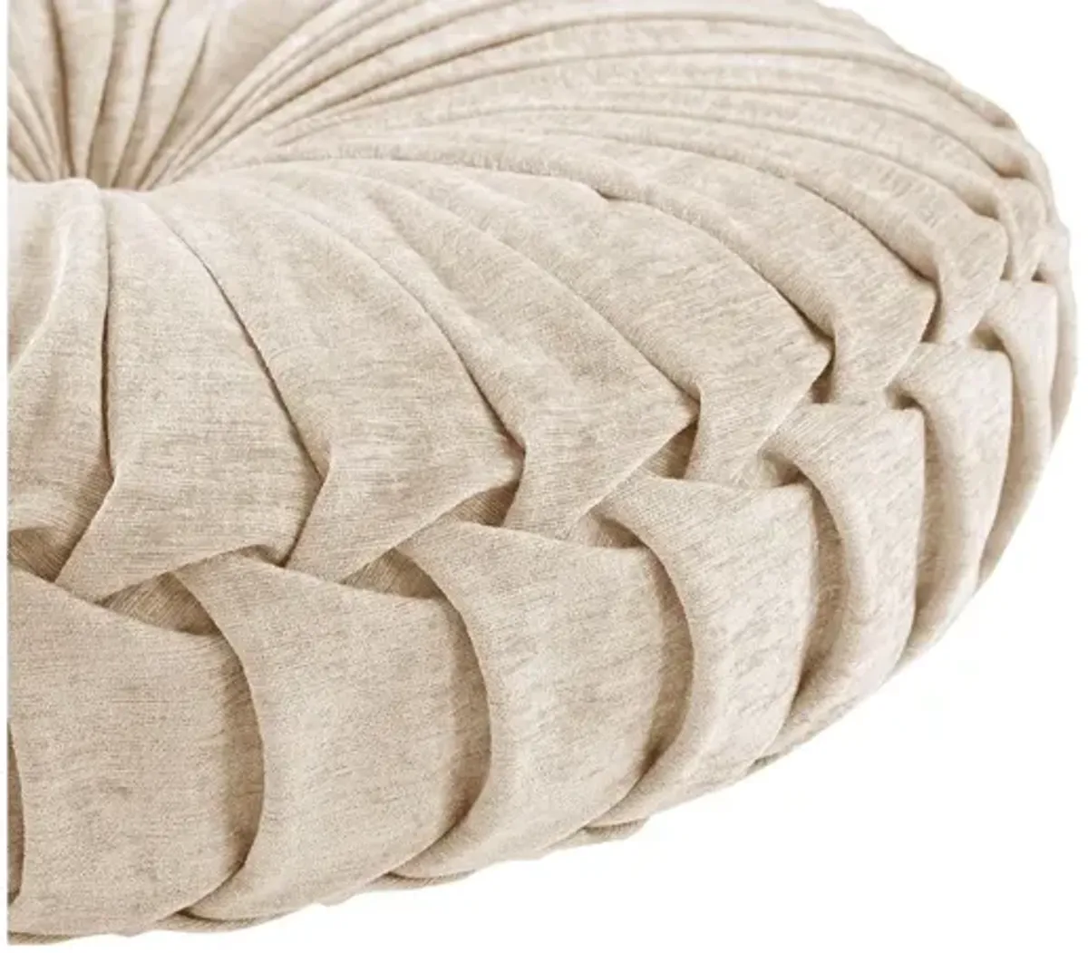 Loretta Poly Chenille Round Floor Pillow Cushion in Ivory