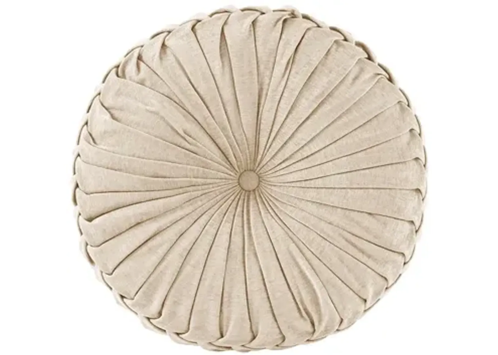 Loretta Poly Chenille Round Floor Pillow Cushion in Ivory