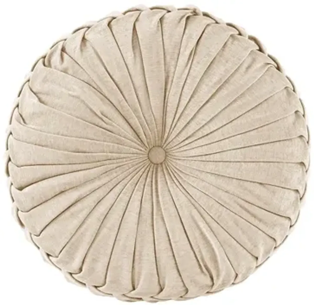 Loretta Poly Chenille Round Floor Pillow Cushion in Ivory