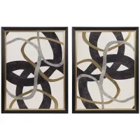 Moving Midas Abstract Gold Foil Framed Canvas 2 Piece Set