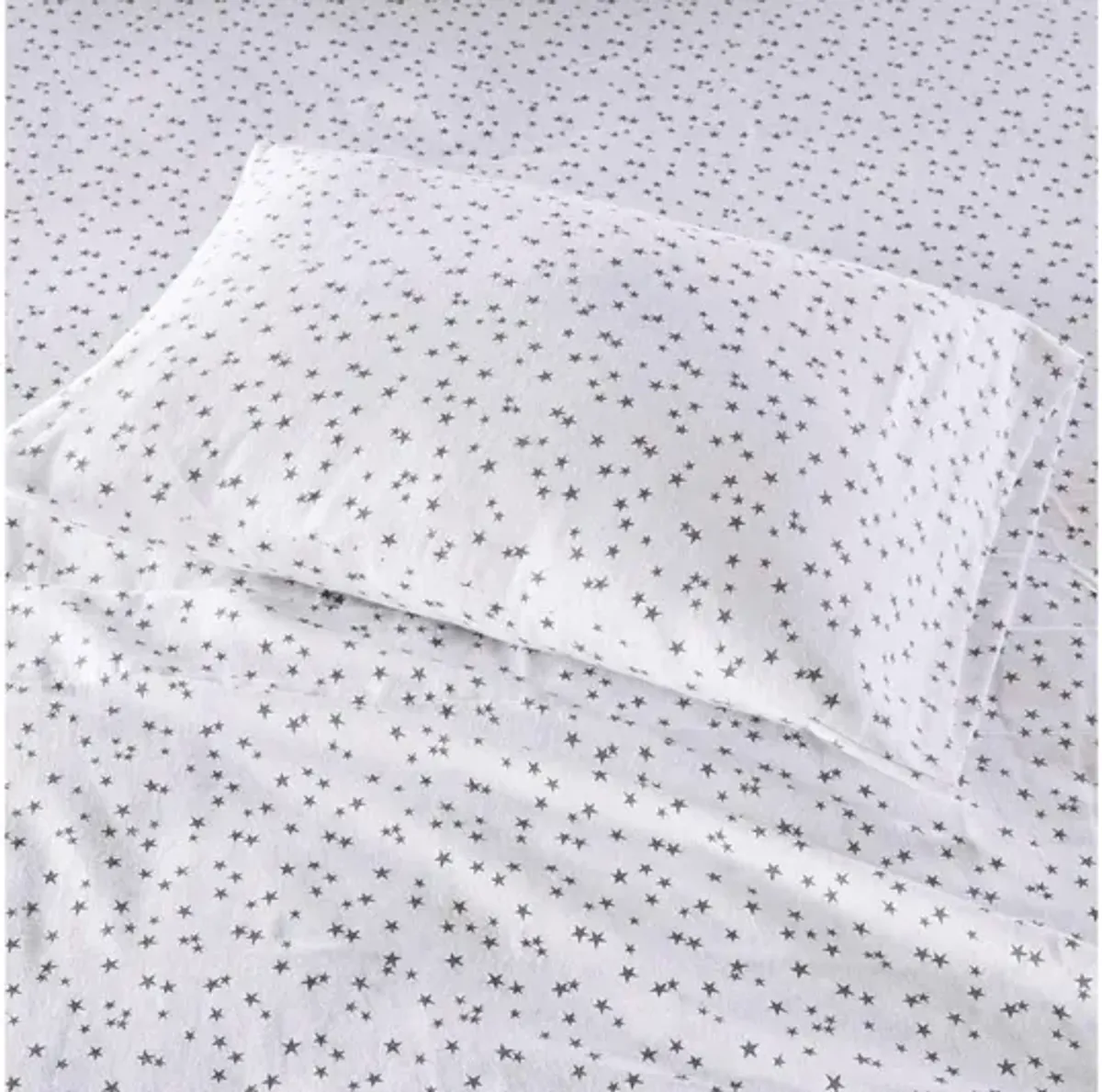 Cozy Soft Cotton Novelty Print Flannel Full Sheet Set in Grey Starts