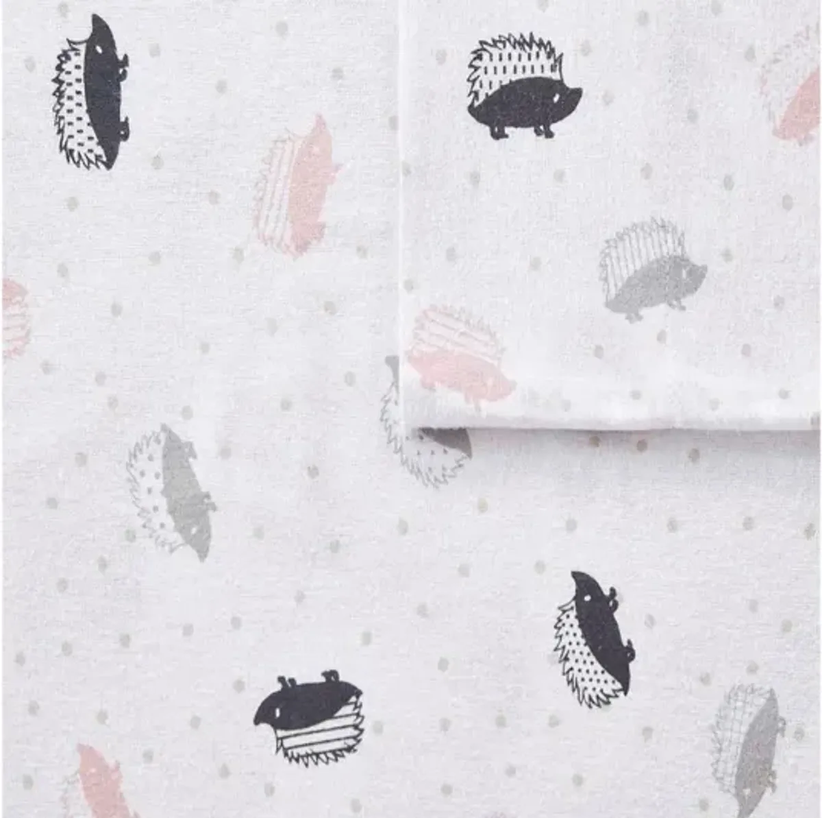 Cozy Soft Cotton Novelty Print Flannel Twin Sheet Set in Grey/Pink Hedgehogs