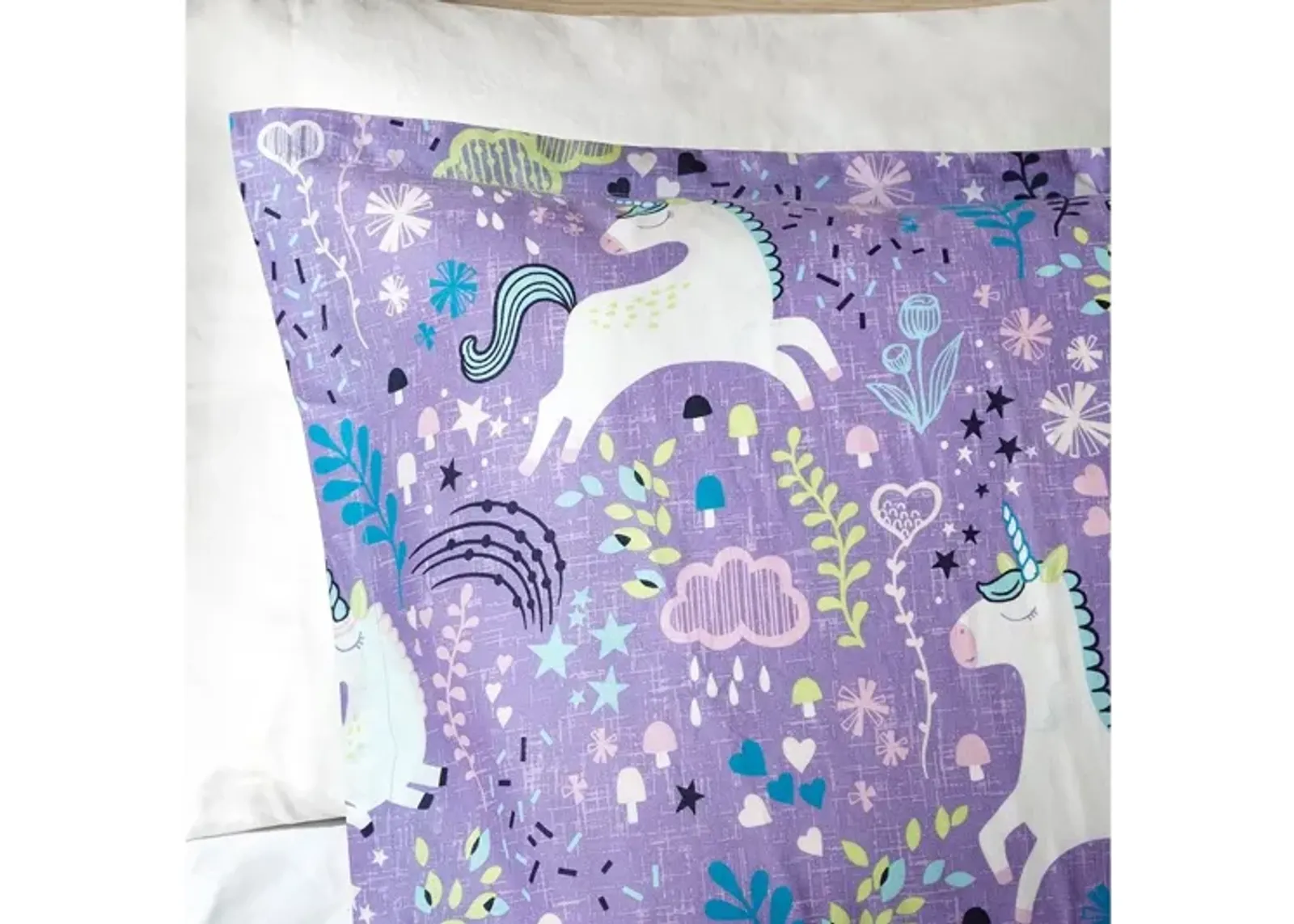 Lola Unicorn Cotton Twin Comforter Set in Purple