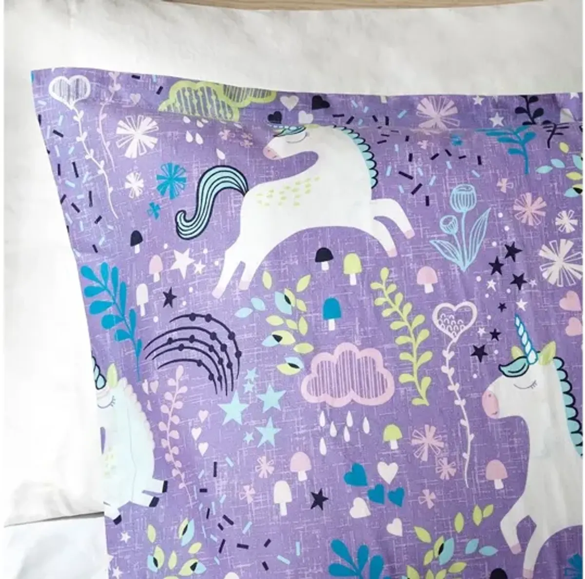 Lola Unicorn Cotton Twin Comforter Set in Purple