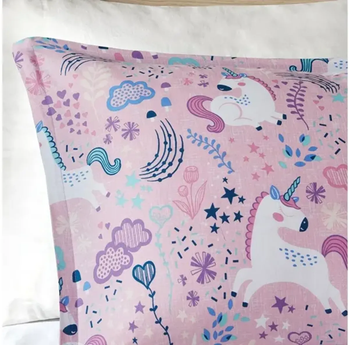 Lola Unicorn Cotton Twin Comforter Set in Pink