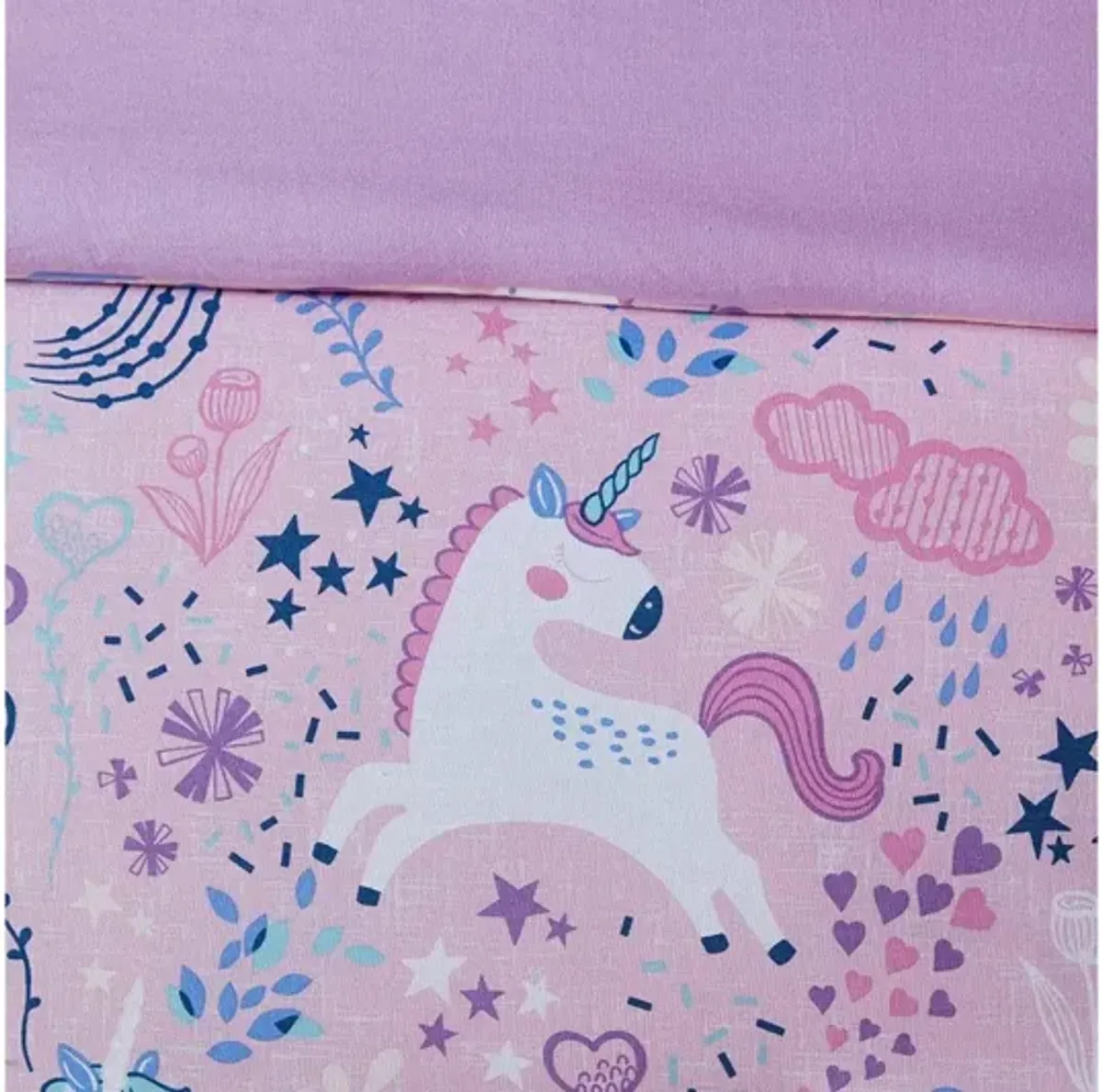 Lola Unicorn Cotton Twin Comforter Set in Pink