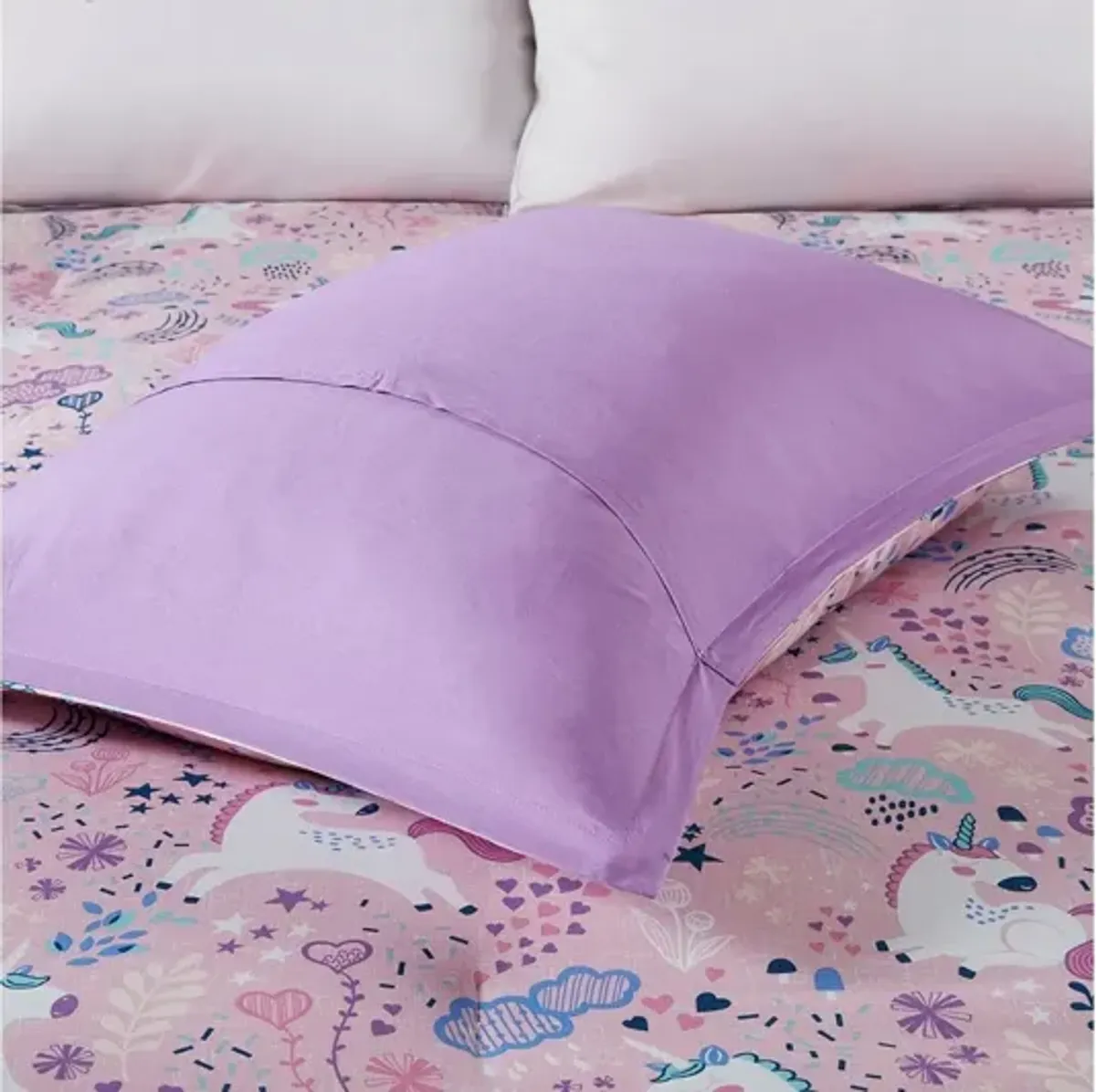 Lola Unicorn Cotton Twin Comforter Set in Pink