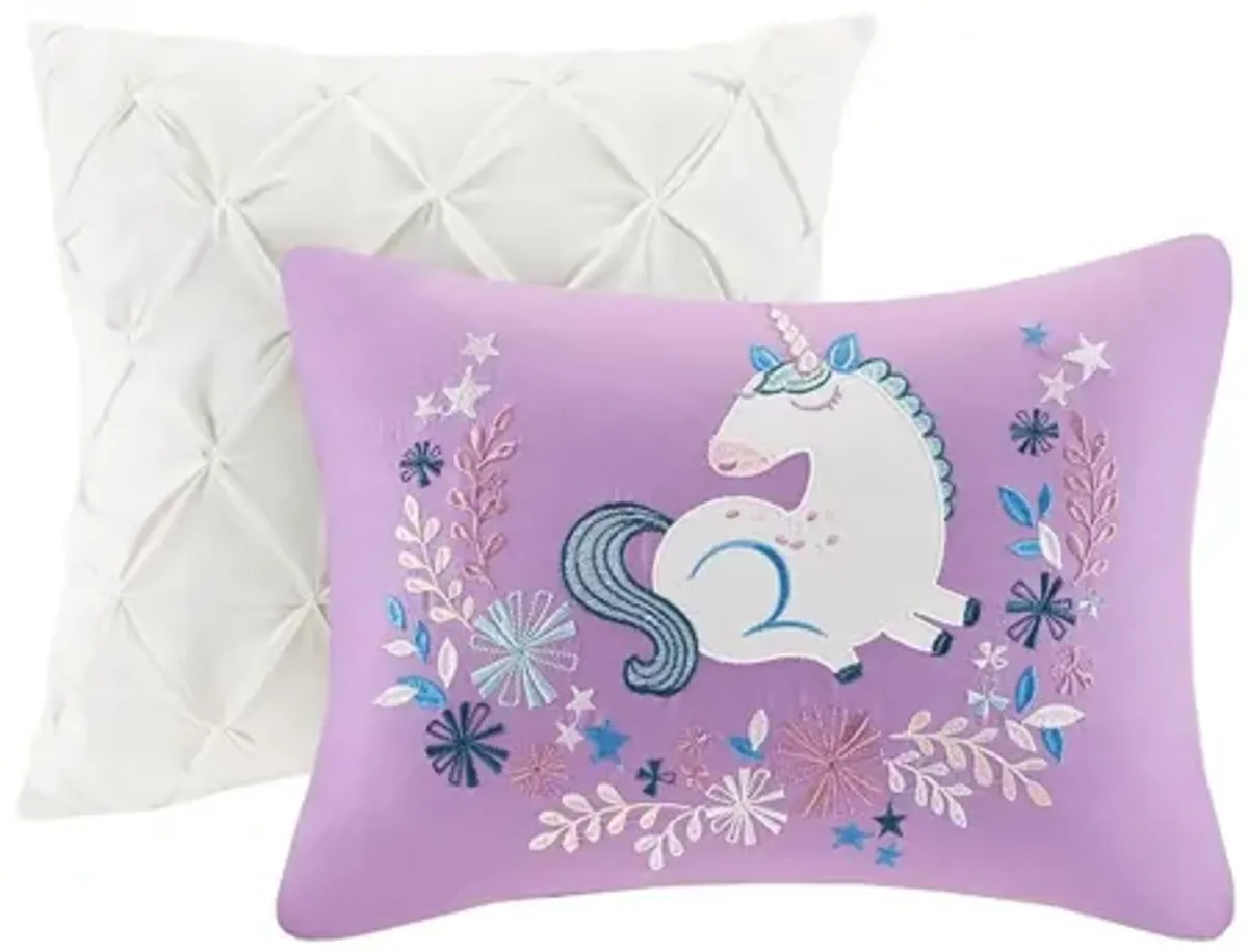 Lola Unicorn Cotton Twin Comforter Set in Pink