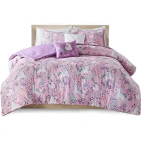 Lola Unicorn Cotton Twin Comforter Set in Pink